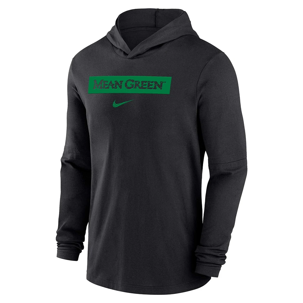 T-shirt à manches longues Nike Black North Texas Mean Green pour homme