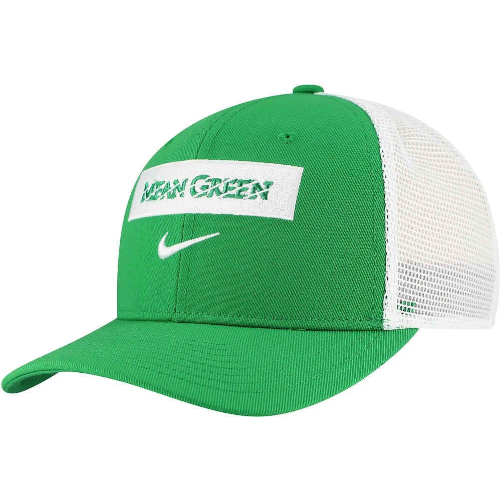 Casquette réglable Nike Green North Texas Mean Green 2024/25 Sideline Rise Trucker pour homme