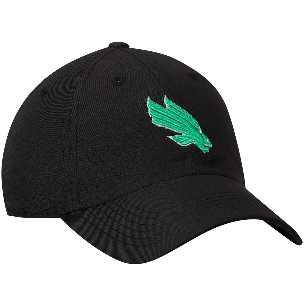 Men's Top of the World Black North Texas Mean Green Primary Logo Staple Adjustable Hat