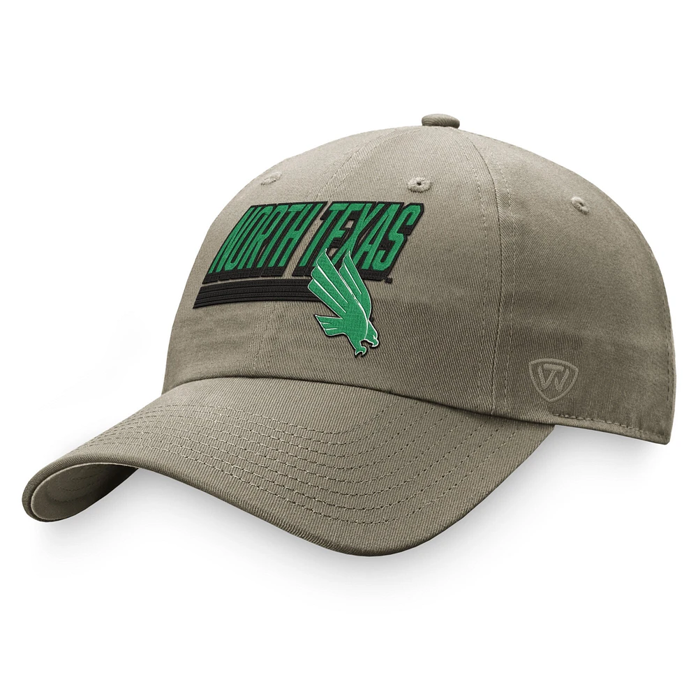 Men's Top of the World Khaki North Texas Mean Green Slice Adjustable Hat