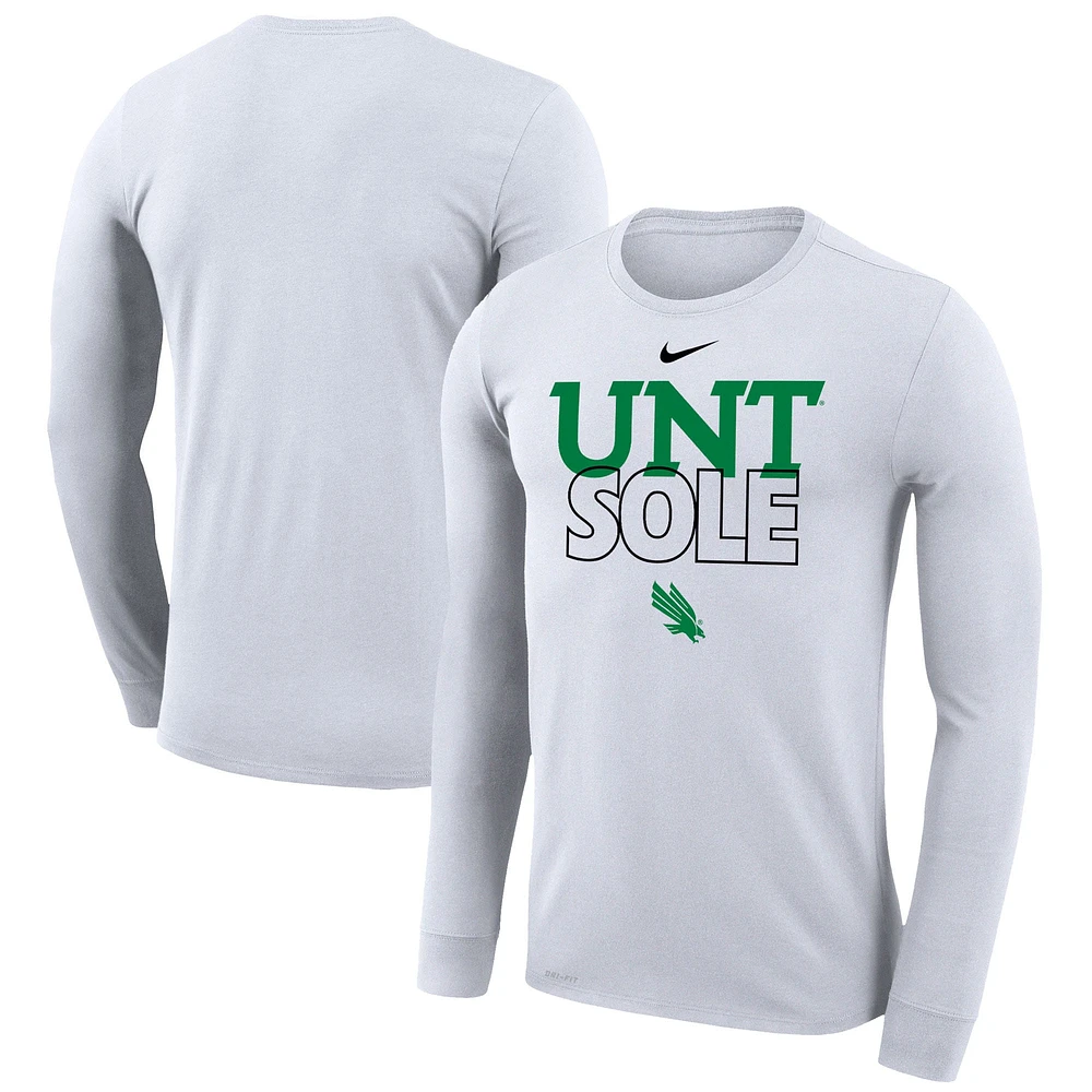 Nike  White North Texas Mean Green 2023 On Court Bench Long Sleeve T-Shirt