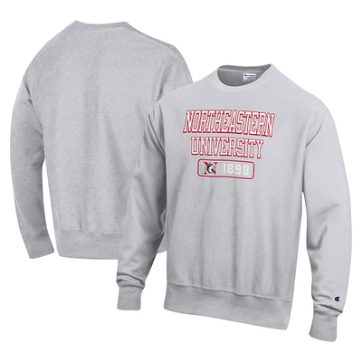 Sweat-shirt gris Champion Northeastern Huskies Reverse Weave Crew pour hommes