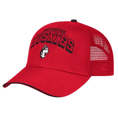 Casquette réglable Colosseum Red Northeastern Huskies Wyatt Primary Team Trucker pour hommes