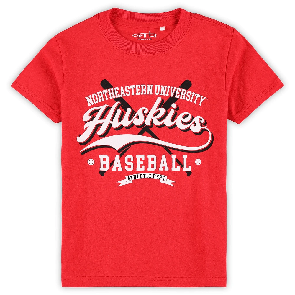 T-shirt de baseball rouge Toni des Huskies du Nord-Est pour tout-petits