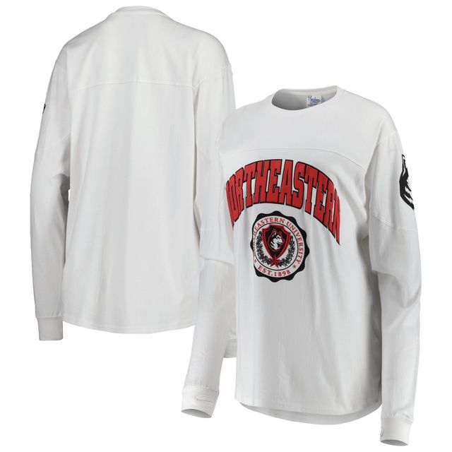 T-shirt à manches longues Edith Pressbox Northeastern Huskies pour femme, blanc