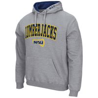 Men's Colosseum Heathered Gray Northern Arizona Lumberjacks Arch and Logo Pullover Hoodie