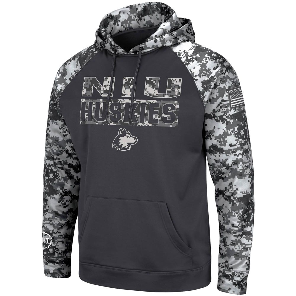 Men's Colosseum Charcoal Northern Illinois Huskies OHT Military Appreciation Digital Camo Pullover Hoodie