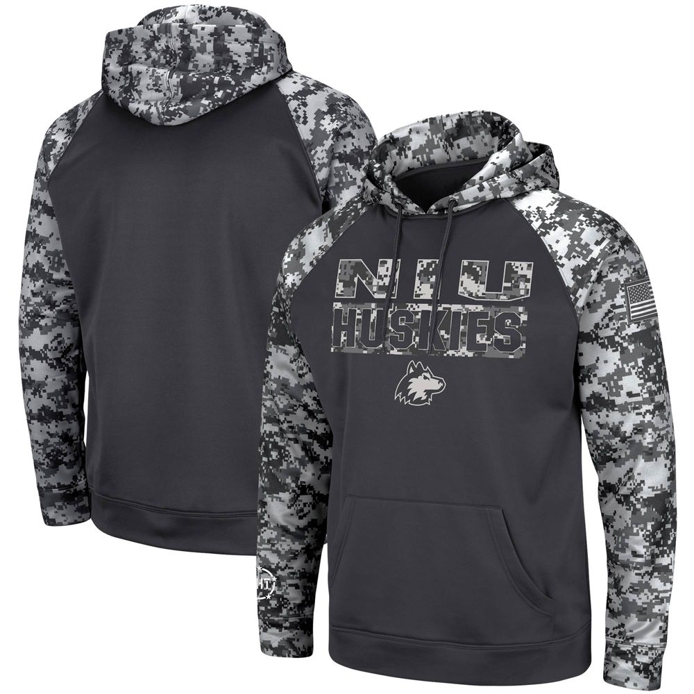 Men's Colosseum Charcoal Northern Illinois Huskies OHT Military Appreciation Digital Camo Pullover Hoodie