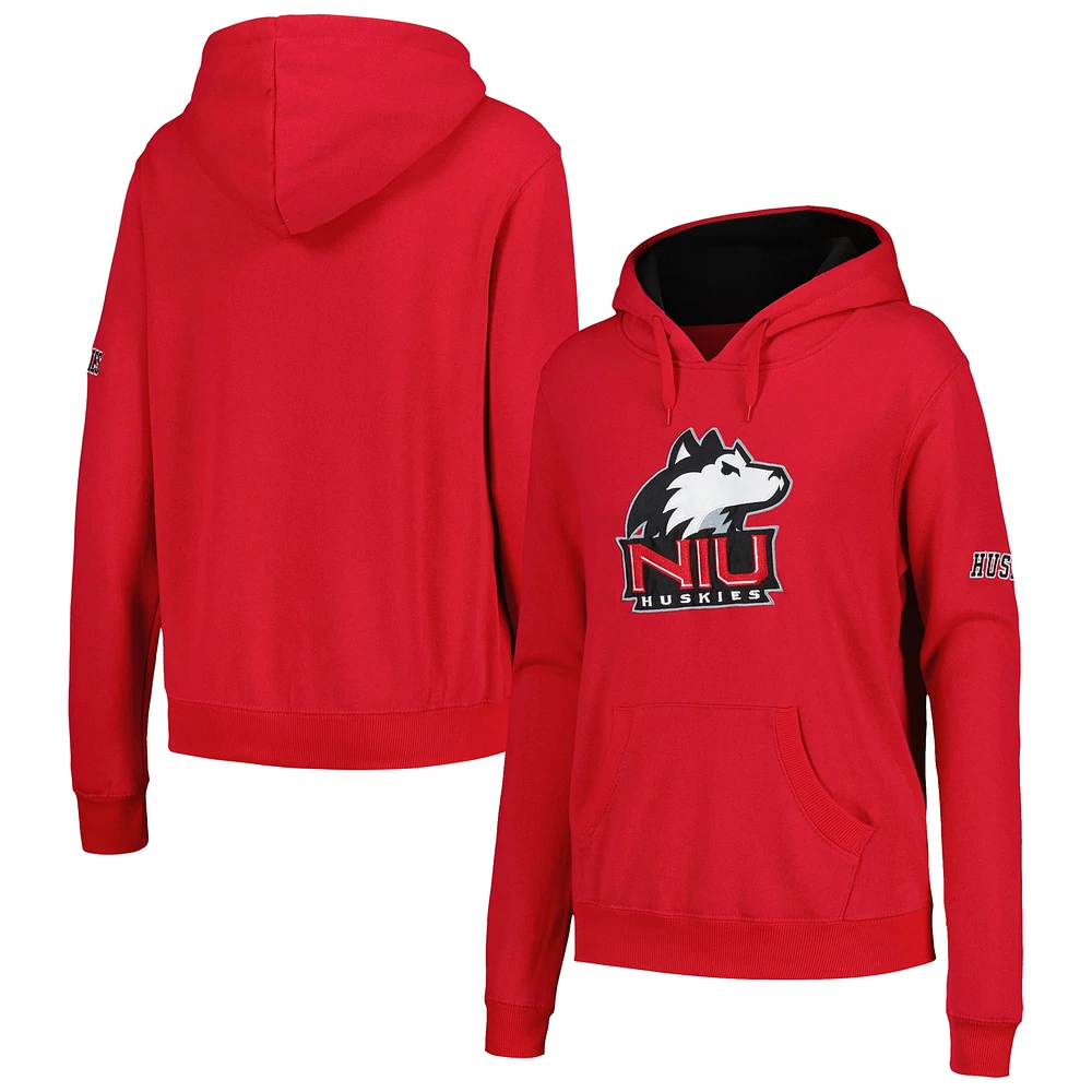 Chandail à capuchon gros logo Huskies du Nord de l'Illinois Stadium Athletic rouge pour femme