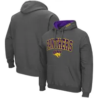 Chandail à capuchon Colosseum Charcoal Northern Iowa Panthers Arch et logo pour hommes