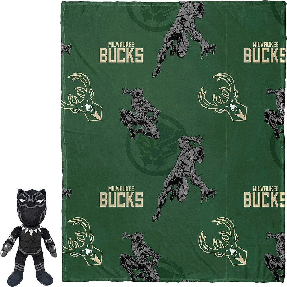 Northwest x Disney Milwaukee Bucks Black Panther Hugger Pillow & Throw Blanket Set