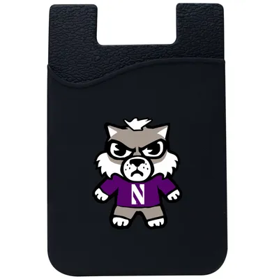 Northwestern Wildcats Mascot Top Loading Faux Leather Phone Wallet Sleeve - Black