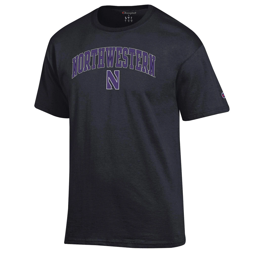 T-shirt noir Champion Northwestern Wildcats avec logo arqué pour homme