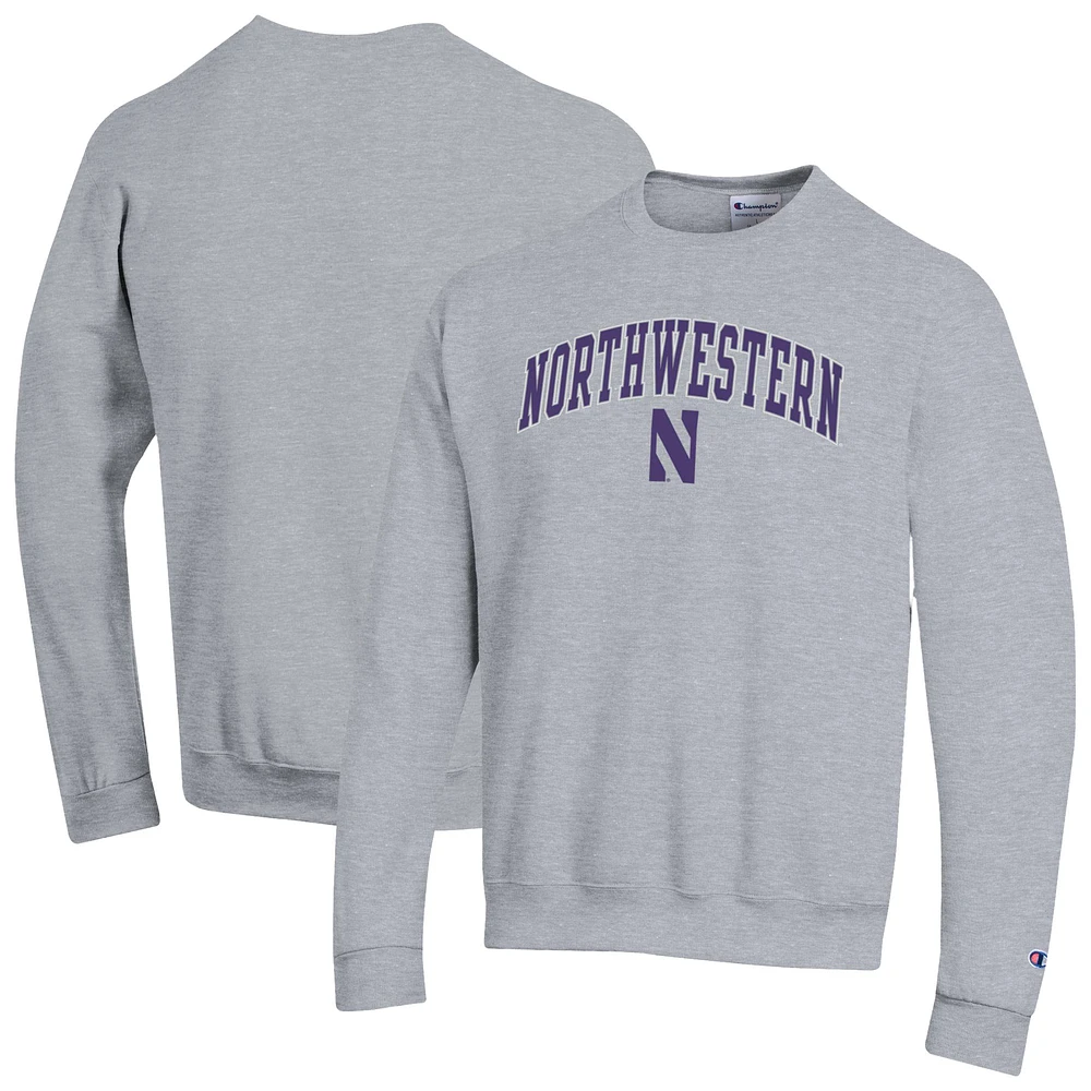 Sweat-shirt à capuche avec logo Arch Over Champion Heather Grey Northwestern Wildcats pour homme