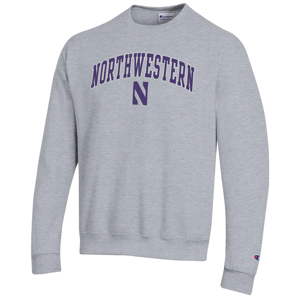 Sweat-shirt à capuche avec logo Arch Over Champion Heather Grey Northwestern Wildcats pour homme