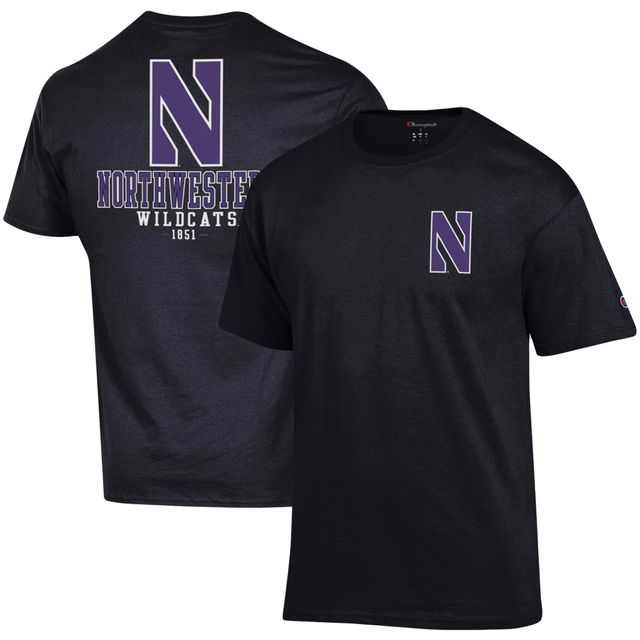 T-shirt Champion Northwestern Wildcats Stack 2-Hit pour homme, noir