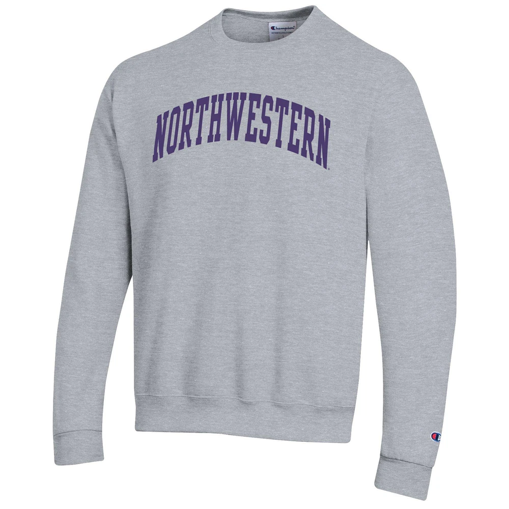 Men's Champion  Heather Gray Northwestern Wildcats Basic Arch Fleece Pullover Sweatshirt