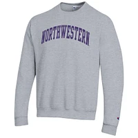 Men's Champion  Heather Gray Northwestern Wildcats Basic Arch Fleece Pullover Sweatshirt