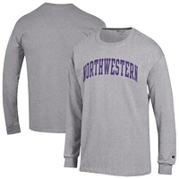 T-shirt à manches longues Champion Heather Grey Northwestern Wildcats Basic Arch pour homme