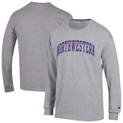 T-shirt à manches longues Champion Heather Grey Northwestern Wildcats Basic Arch pour homme