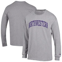 T-shirt à manches longues Champion Heather Grey Northwestern Wildcats Basic Arch pour homme