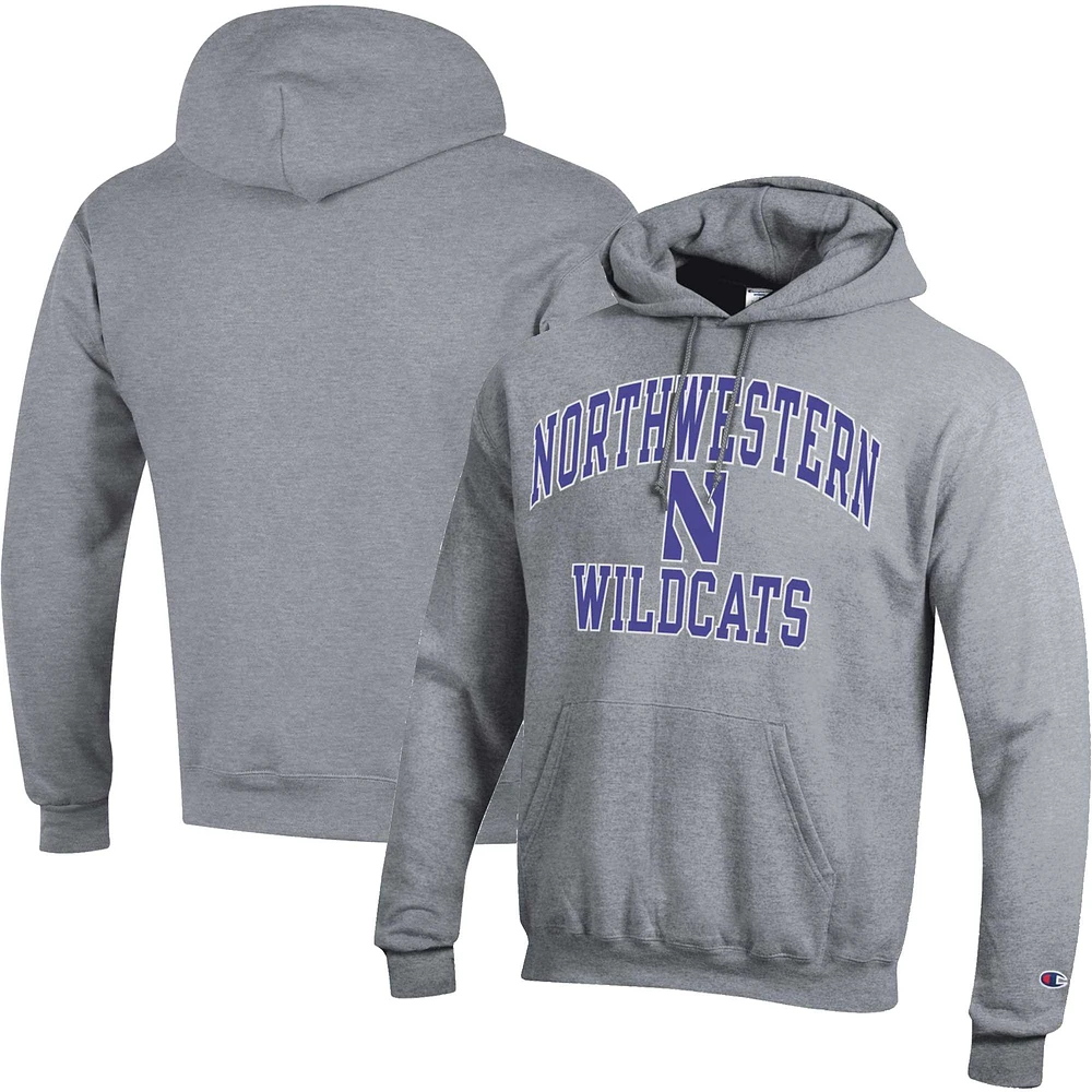 Men's Champion Heather Gray Northwestern Wildcats High Motor Pullover Hoodie