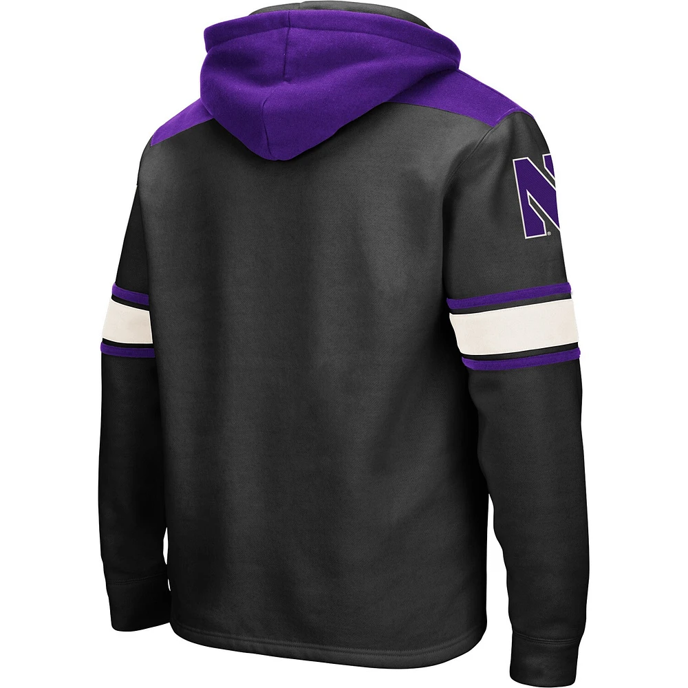 Sweat à capuche lacets Colosseum noir Northwestern Wildcats 2.0 pour hommes