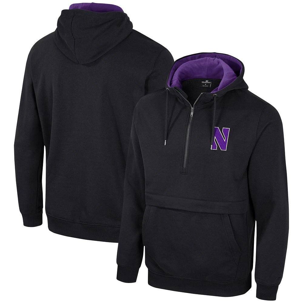 Sweat à capuche demi-zip Colosseum noir Northwestern Wildcats pour hommes