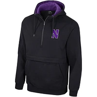 Sweat à capuche demi-zip Colosseum noir Northwestern Wildcats pour hommes