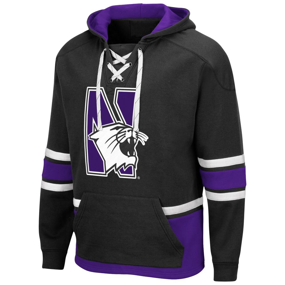 Men's Colosseum Black Northwestern Wildcats Lace Up 3.0 Pullover Hoodie