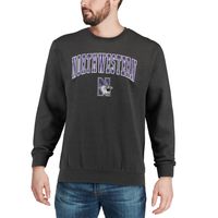 Men's Colosseum Charcoal Northwestern Wildcats Arch & Logo Crew Neck Sweatshirt