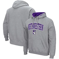 Men's Colosseum Heather Gray Northwestern Wildcats Arch & Logo 3.0 Pullover Hoodie