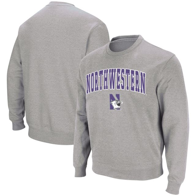 Colosseum gris chiné Northwestern Wildcats Arch & Logo Crew Neck Sweatshirt pour homme