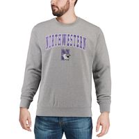 Men's Colosseum Heather Gray Northwestern Wildcats Arch & Logo Crew Neck Sweatshirt