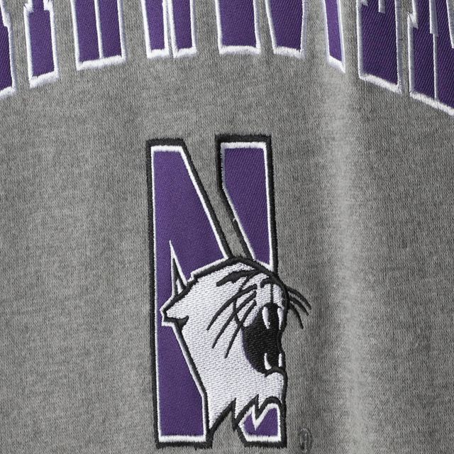 Colosseum gris chiné Northwestern Wildcats Arch & Logo Crew Neck Sweatshirt pour homme