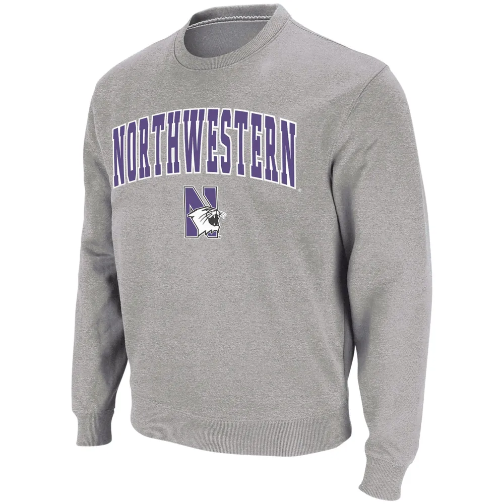 Colosseum gris chiné Northwestern Wildcats Arch & Logo Crew Neck Sweatshirt pour homme