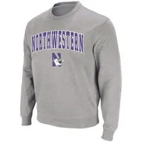 Colosseum gris chiné Northwestern Wildcats Arch & Logo Crew Neck Sweatshirt pour homme