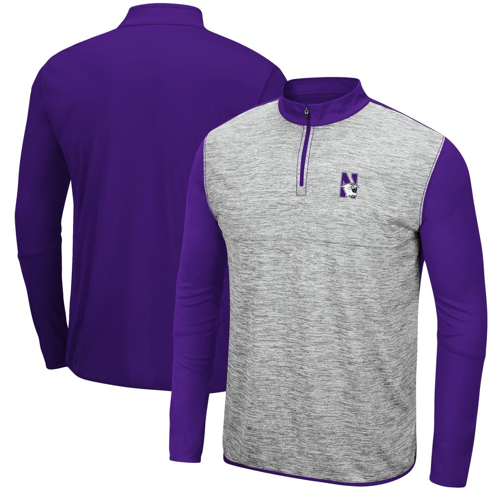 Men's Colosseum Heathered Gray/Purple Northwestern Wildcats Prospect Quarter-Zip Jacket