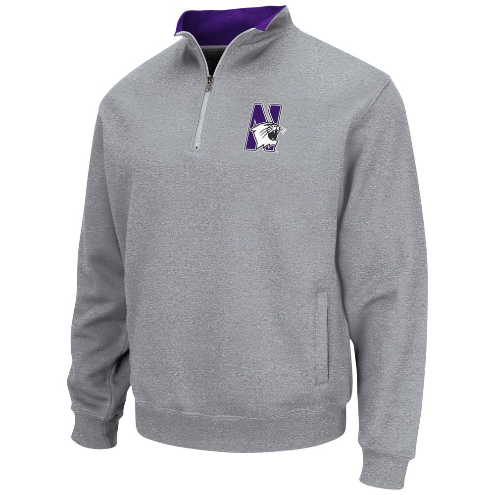 Men's Colosseum Heathered Gray Northwestern Wildcats Tortugas Team Logo Quarter-Zip Jacket