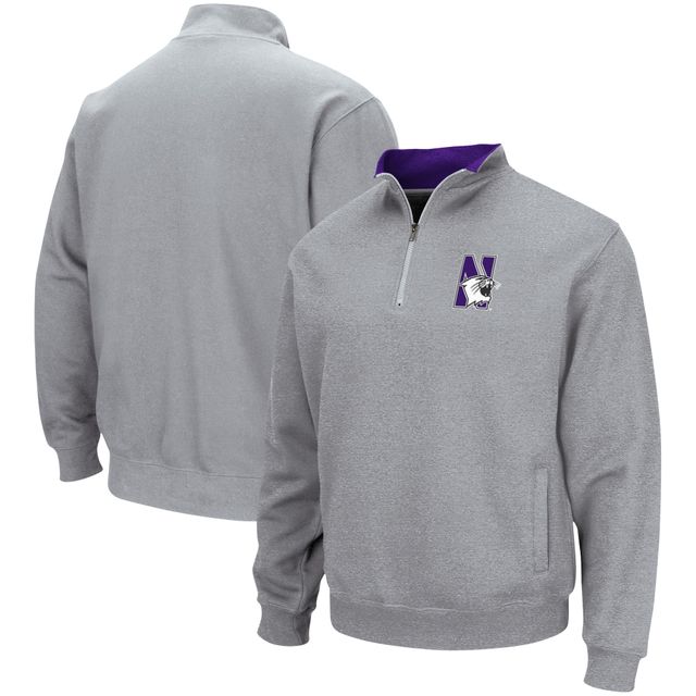 Veste homme Colosseum Heathered Grey Northwestern Wildcats Tortugas Team Logo Quarter Zip Jacket