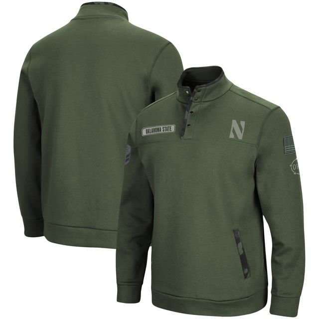 Veste à quart de bouton-pression camouflage numérique Colosseum Olive Northwestern Wildcats OHT pour hommes