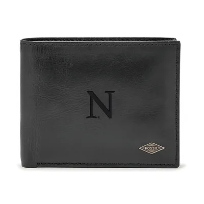 Northwestern Wildcats Fossil Leather Ryan RFID Passcase Wallet - Black