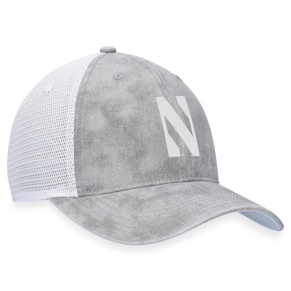 Casquette réglable en ardoise Northwestern Wildcats Top of the World pour homme, gris/blanc