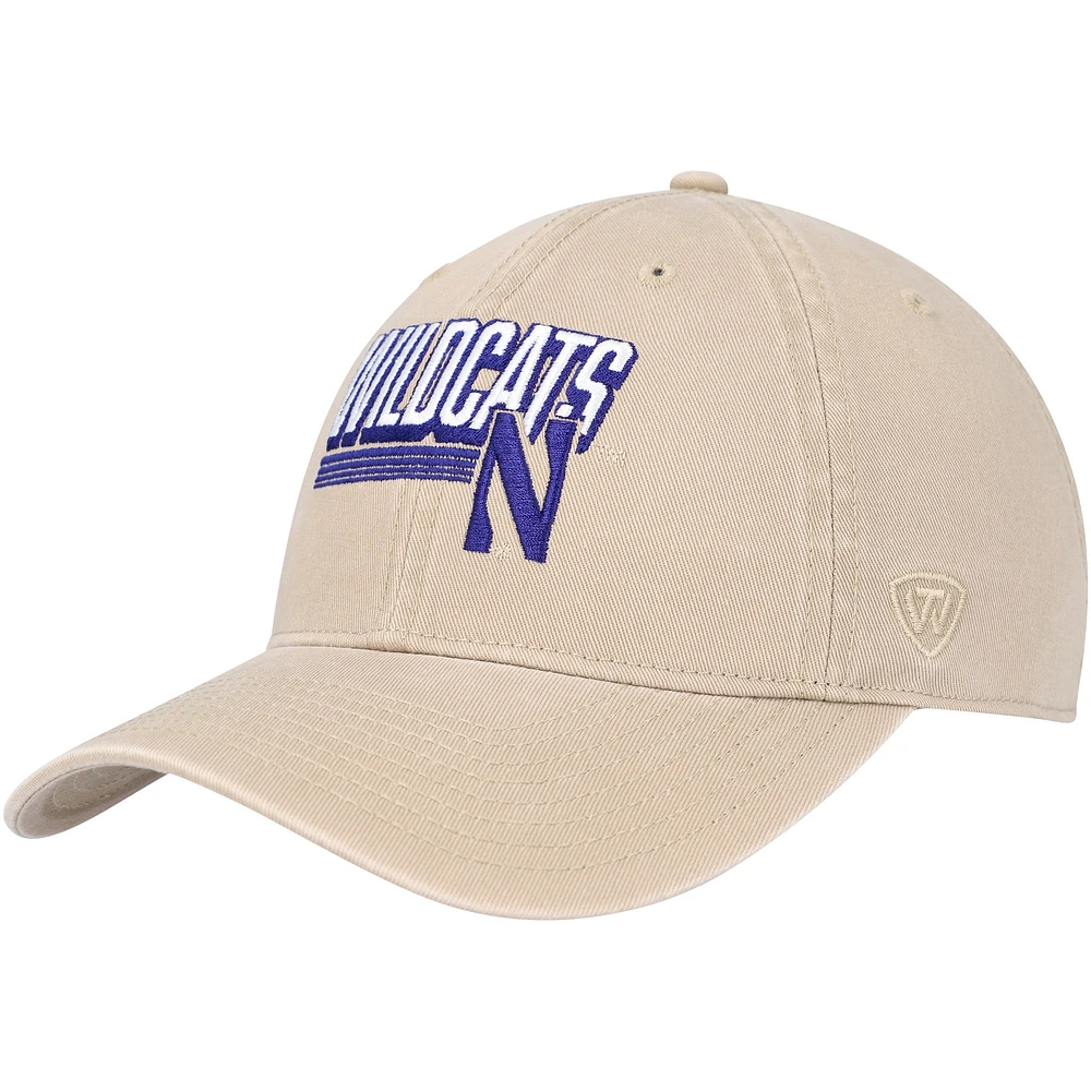 Casquette réglable Top of the World Northwestern Wildcats Slice Kaki pour homme