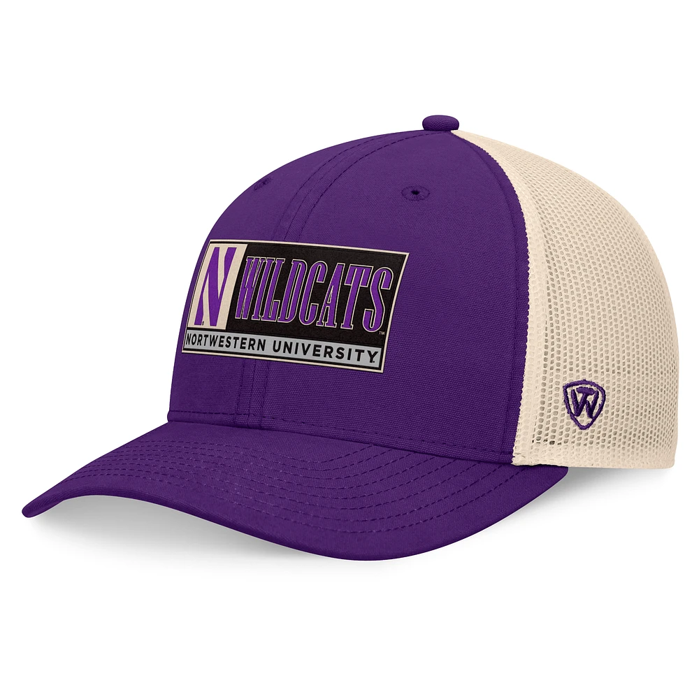 Casquette ajustable Bennett Trucker pour homme Top of the World violette/naturelle Northwestern Wildcats