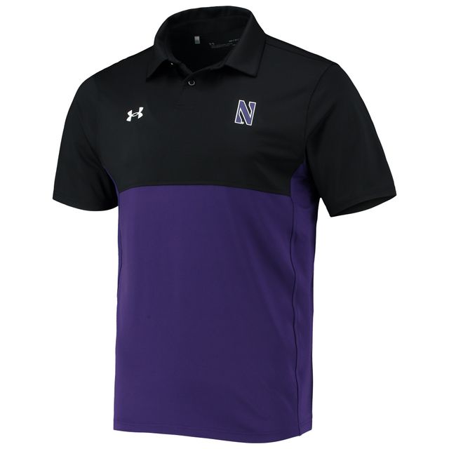 Polo de performance Under Armour pour hommes, noir/violet, Northwestern Wildcats 2022 Blocked Coaches