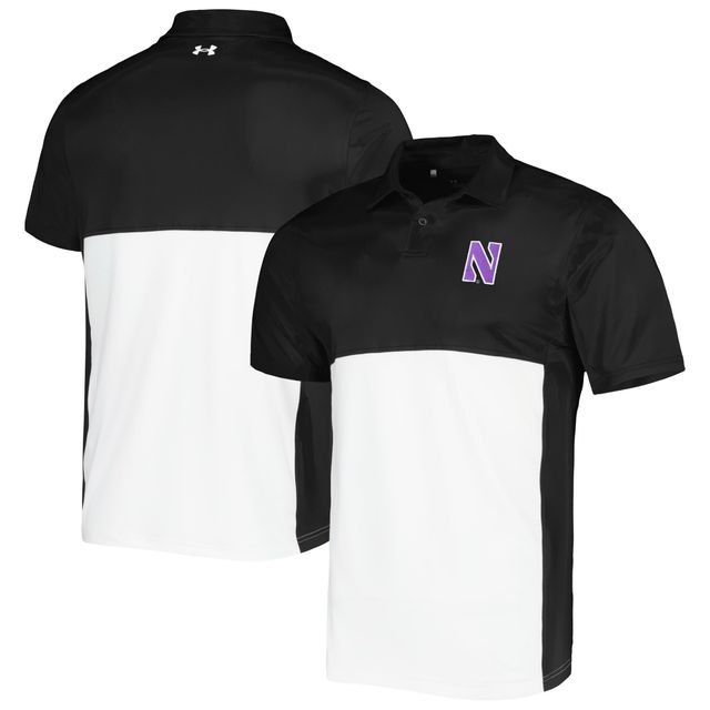 Under Armour Polo Northwestern Wildcats Vert Blocked Performance pour Homme Noir/Blanc