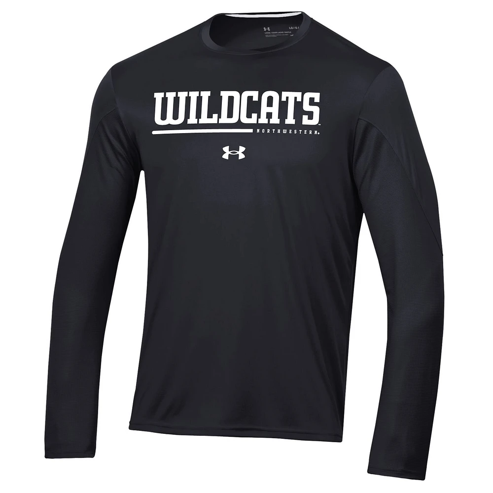 Men's Under Armour Black Northwestern Wildcats 2022 Sideline Training Performance Long Sleeve T-Shirt