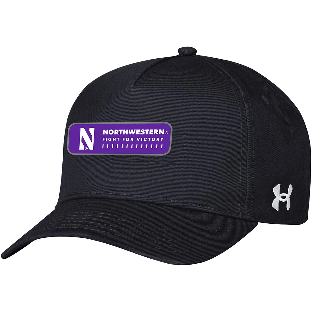 Casquette ajustable noire Northwestern Wildcats 2023 Sideline Under Armour pour homme