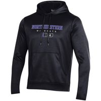 Men's Under Armour Black Northwestern Wildcats Logo Lockup Fleece Performance Pullover Hoodie